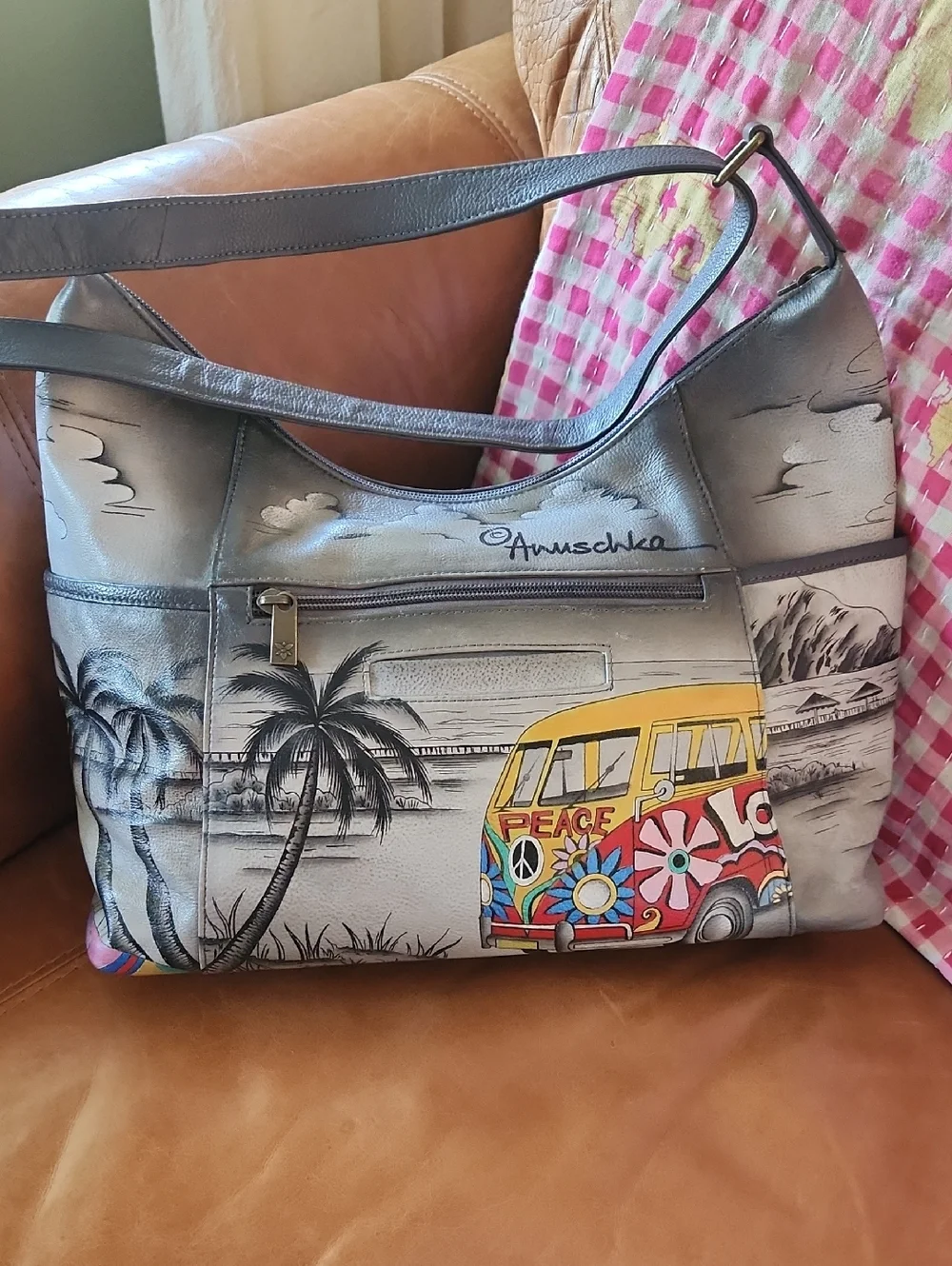 Anuschka "Happy Camper" Hobo/adjustable Crossbody. - Picture 2 of 6